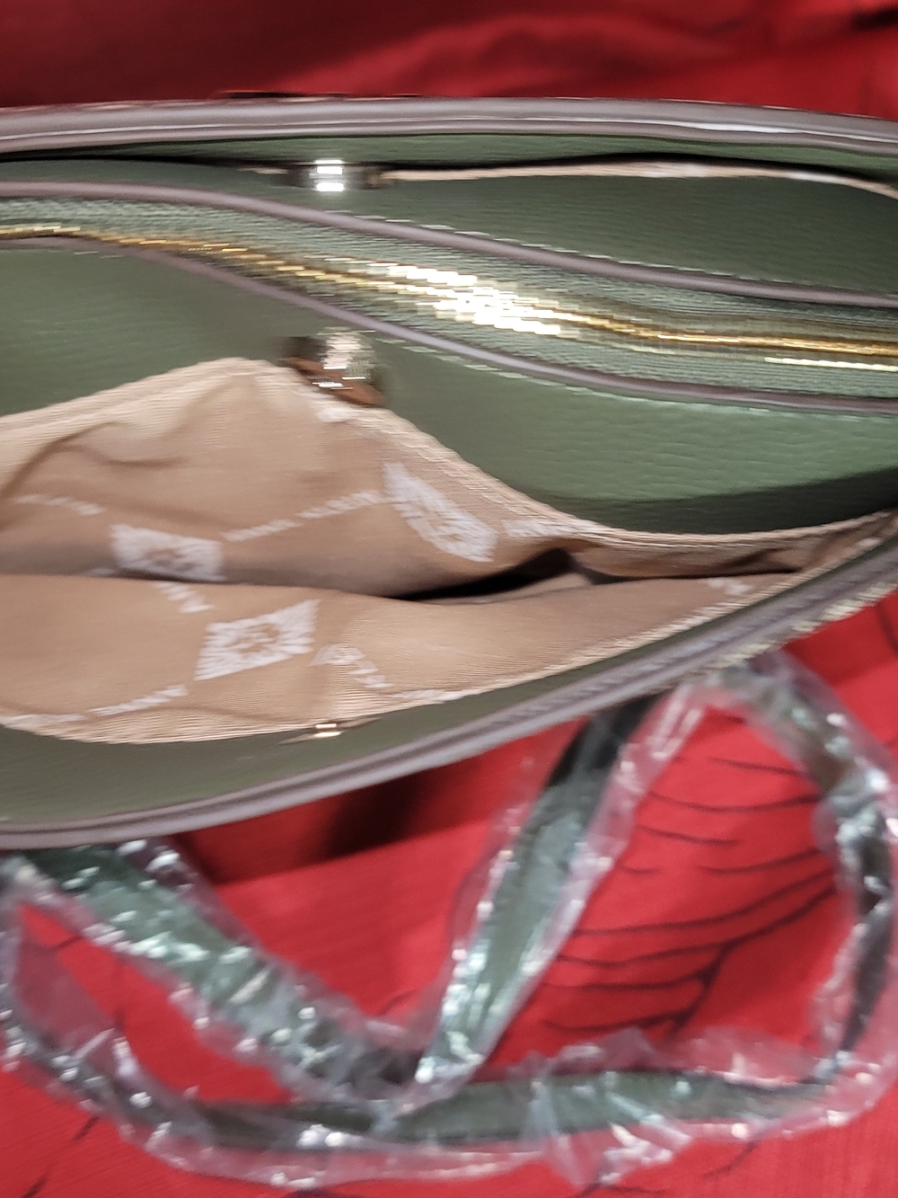 Anne Klein Taupe Monogram Crossbody with Gold AK Logo - Picture 4 of 7